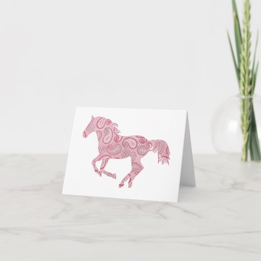 Carte Cheval rose Paisley (Devant)