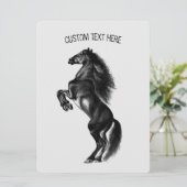 Carte Cheval sauvage noir dressé - Dessin - Texte person (Debout devant)