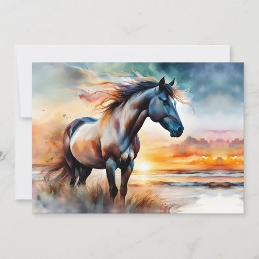 Carte Cheval sauvage sur la dune de Grassy au coucher du (Devant)