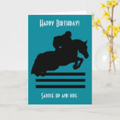 Carte Cheval Show Chasseur Jumper Silhouette Anniversair (Fleur jaune)