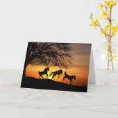 Carte Cheval Silhouette Anniversaire Amusant (Fleur jaune)