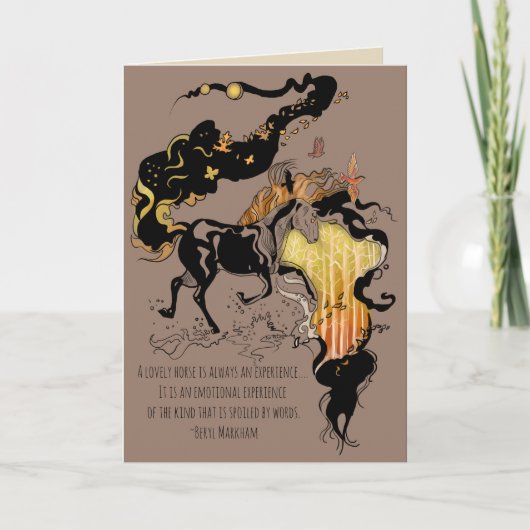 Carte Cheval Silhouette stylisé avec devis (Devant)