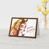 Carte Cheval Sketch et Snaffle Bit, Brown Joyeux anniver (Fleur jaune)