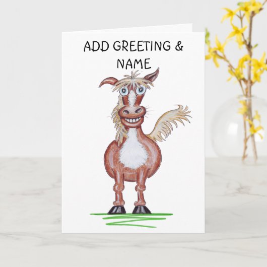 Carte Cheval Sourire  (Fleur jaune)