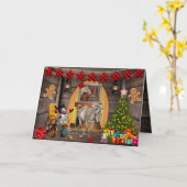 Carte Cheval Stable Noël (Fleur jaune)