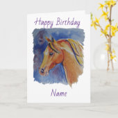 Carte Cheval sur Blue Birthday (Fleur jaune)