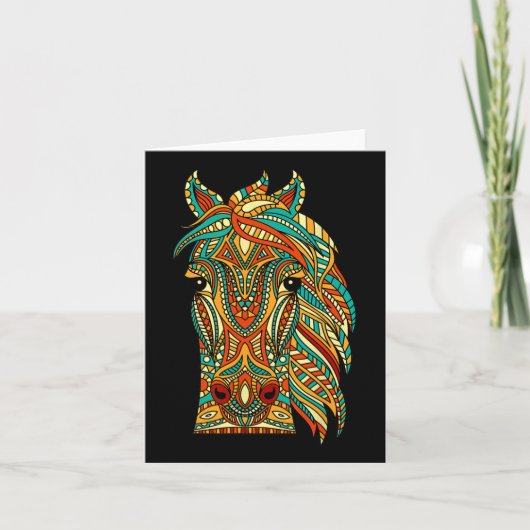 Carte Cheval Tribal Design - Cheval Amoureux des animaux (Devant)