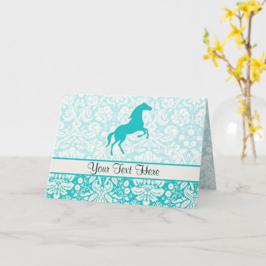 Carte Cheval turquoise (Fleur jaune)