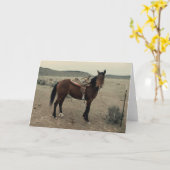 Carte Cheval vintage à selle (Fleur jaune)