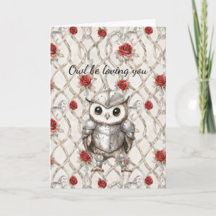 Carte Chevalier Hibou Armure Brillante Roses Je T'aimera
