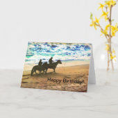 Carte Chevauchées de chevaux à la plage (Fleur jaune)