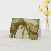 Carte Chevaux amish, anniversaire (Fleur jaune)
