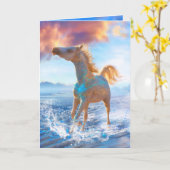 Carte Chevaux arabes "CHEVAUX DE L'ÎLE STELLAR" (Fleur jaune)