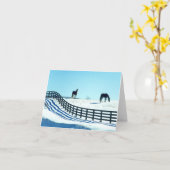 Carte Chevaux dans la neige (Fleur jaune)