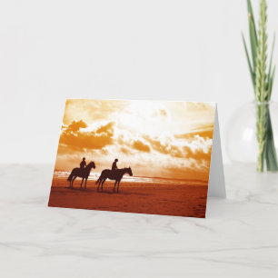 Carte Chevaux dans le coucher du soleil