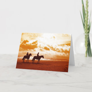 Carte Chevaux dans le coucher du soleil