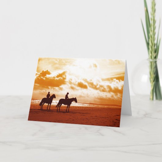 Carte Chevaux dans le coucher du soleil (Devant)