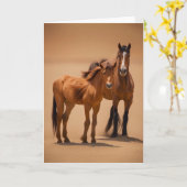 Carte Chevaux dans le Gobi (Fleur jaune)