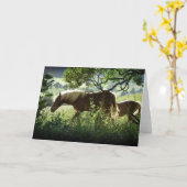 Carte Chevaux Dans Le pré (Fleur jaune)