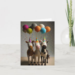 Carte Chevaux de fête Whimsical avec ballons colorés