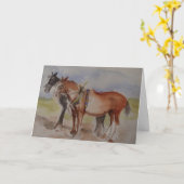 Carte Chevaux de la mer à l'aquarelle (Fleur jaune)