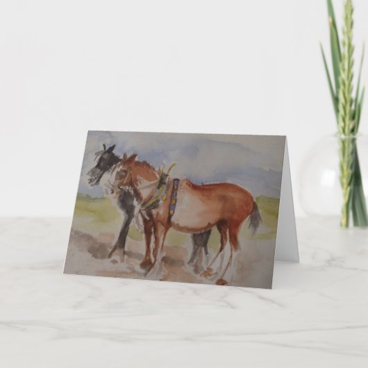 Carte Chevaux de la mer à l'aquarelle (Devant)