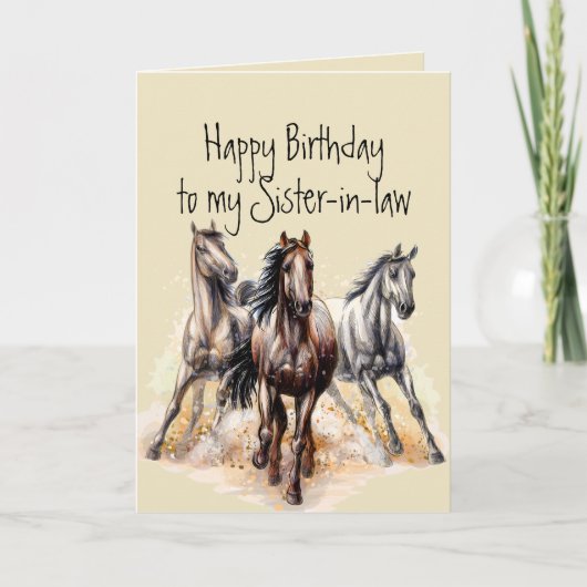 Carte Chevaux de l'Ouest sauvage Anniversaire Soeur en b (Devant)