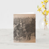 Carte Chevaux et Art numérique Wagon, Anniversaire allem (Fleur jaune)