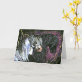 Carte Chevaux gitans et frisons (Fleur jaune)