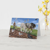Carte Chevaux Lourds Qui Jouent En Mars Vide (Fleur jaune)