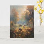 Carte Chevaux paisibles Paysage Peinture Équine Sympathi (Fleur jaune)