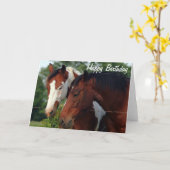 Carte Chevaux photo Joyeux anniversaire (Fleur jaune)