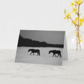 Carte Chevaux sur la neige gccna (Fleur jaune)