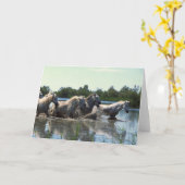 Carte Chevaux traversant l'eau (Fleur jaune)