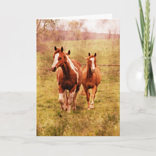 Carte Chevaux trottant, anniversaire (Devant)