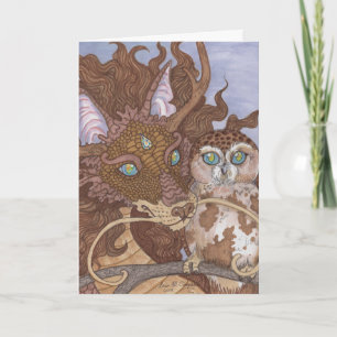 Carte Chevêche des yeux clairs et dragon