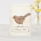 Carte Cheveux Bonjour Vintage Robin Parchment (Fleur jaune)