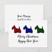 Carte Cheveux Buffalo Plaid Christmas Scotties (Devant / Derrière)