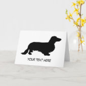 Carte Cheveux longs Dachshund - Silhouette 1 (Fleur jaune)