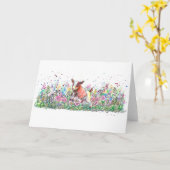 Carte Chèvre de bébé en champ de fleurs (Fleur jaune)