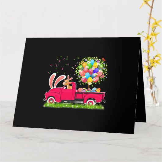 Carte Chèvre de lapin conduisant un pick-up d'oeufs de P (Fleur jaune)