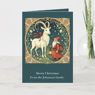 Carte Chèvre de Yule et Jultomten Noël scandinave