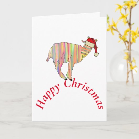 Carte Chèvre drôle Joyeux Noël (Fleur jaune)