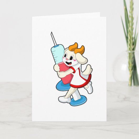 Carte Chèvre en infirmière à la vaccination à la seringu (Devant)
