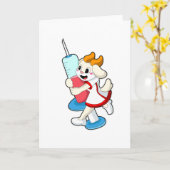Carte Chèvre en infirmière à la vaccination à la seringu (Fleur jaune)