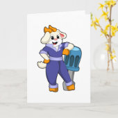 Carte Chèvre en mécanicien avec tournevis (Fleur jaune)