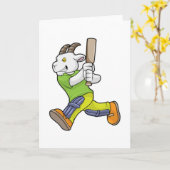 Carte Chèvre en tant que batteur avec batte de cricket (Fleur jaune)