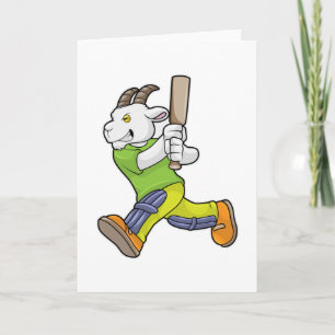Carte Chèvre en tant que batteur avec batte de cricket