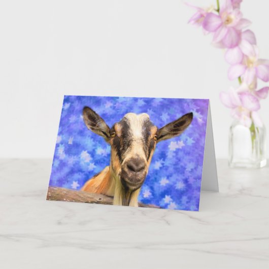 Carte Chèvre Et Étoiles Anniversaire (Orchidée)