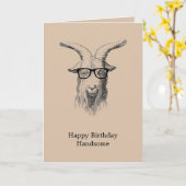 Carte Chèvre hipster crème avec lunettes d'anniversaire (Fleur jaune)